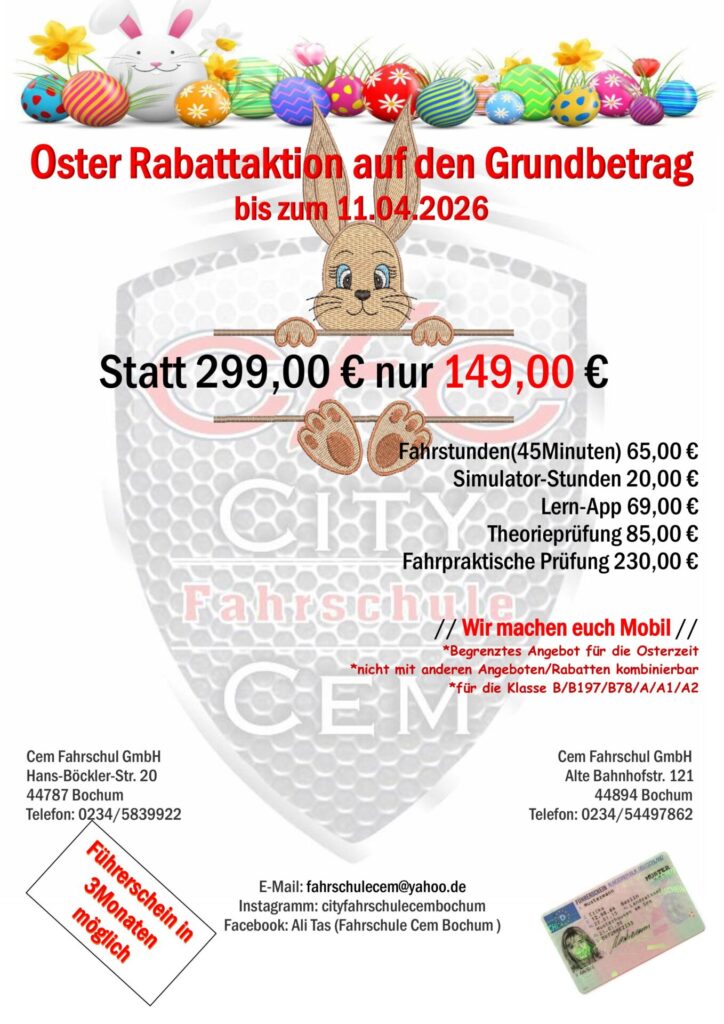 Rabattaktion Fahrschule Ostern 2026